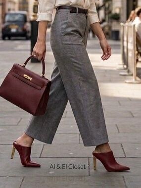 Michael Kors Halle Mule Pump Deep Red Leather Heels | Size 6M | New With Box